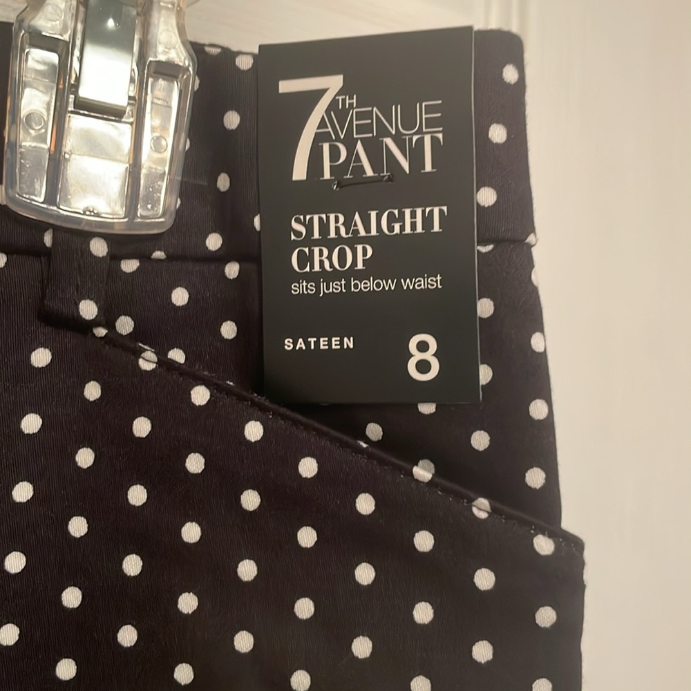 NWT $43 New York & Company Polka Dots Crop Pants 7th Avenue Pants Black & White - Picture 2 of 16